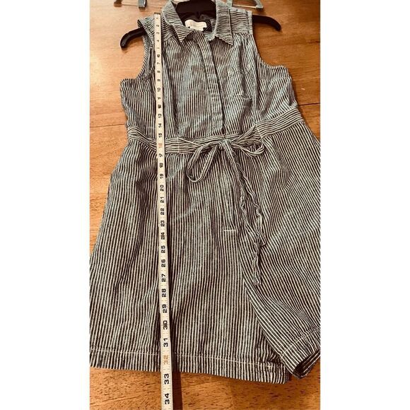 Anthropologie Blue White Pin Stripe Linen Blend Romper SZ 12 - Picture 4 of 10